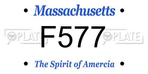 F577 Massachusetts License Plate
