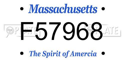 F57968 Massachusetts License Plate