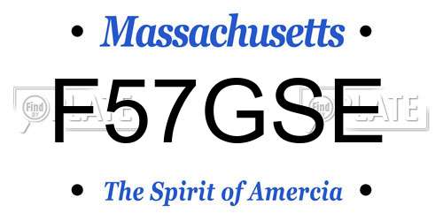 F57GSE Massachusetts License Plate