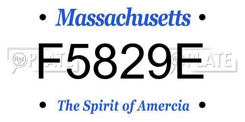 F5829E Massachusetts License Plate