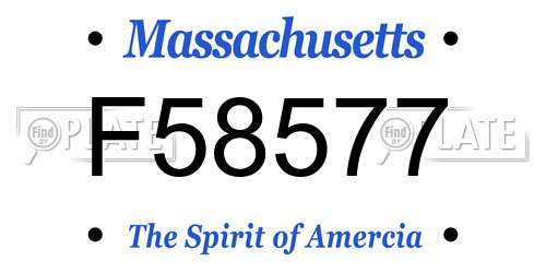 F58577 Massachusetts License Plate
