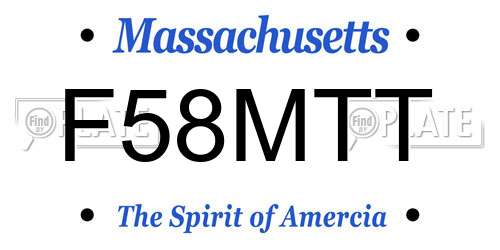 F58MTT Massachusetts License Plate