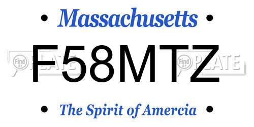 F58MTZ Massachusetts License Plate