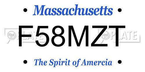 F58MZT Massachusetts License Plate