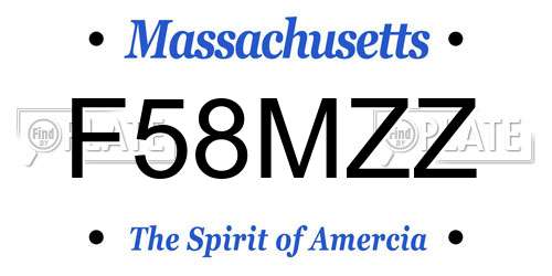 F58MZZ Massachusetts License Plate