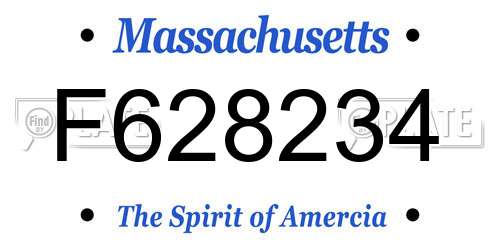 F628234 Massachusetts License Plate