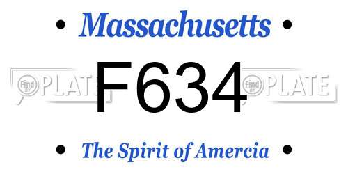 F634 Massachusetts License Plate