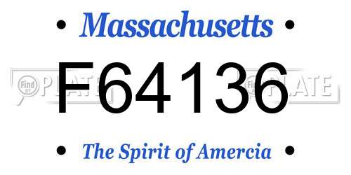 F64136 Massachusetts License Plate