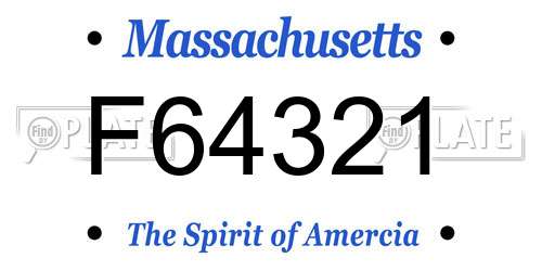 F64321 Massachusetts License Plate