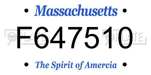 F647510 Massachusetts License Plate