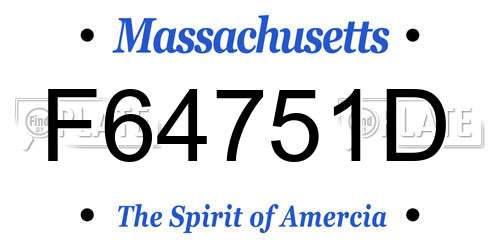 F64751D Massachusetts License Plate