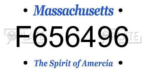 F656496 Massachusetts License Plate