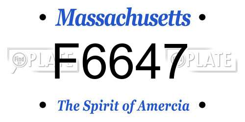 F6647 Massachusetts License Plate