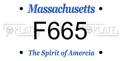 F665 Massachusetts License Plate