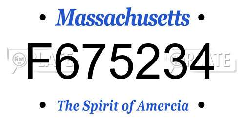 F675234 Massachusetts License Plate