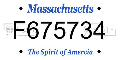 F675734 Massachusetts License Plate