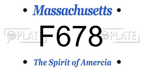 F678 Massachusetts License Plate