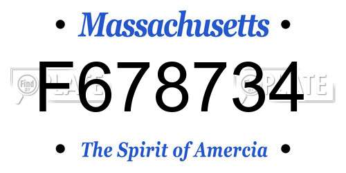 F678734 Massachusetts License Plate