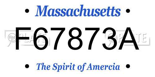 F67873A Massachusetts License Plate