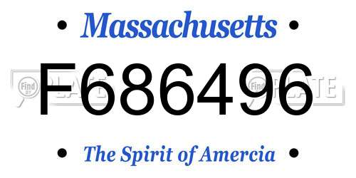 F686496 Massachusetts License Plate