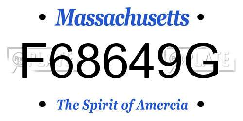 F68649G Massachusetts License Plate