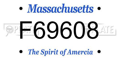 F69608 Massachusetts License Plate