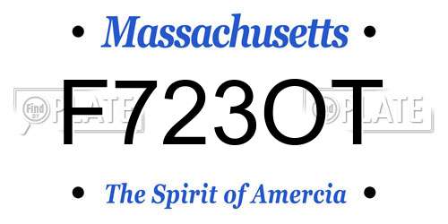 F723OT Massachusetts License Plate