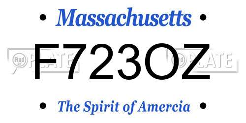 F723OZ Massachusetts License Plate