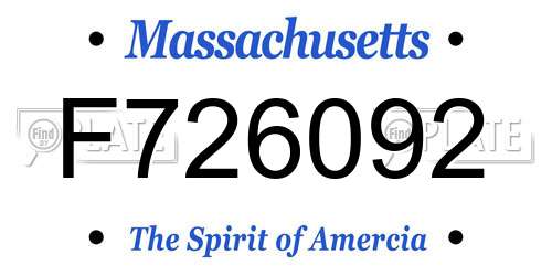 F726092 Massachusetts License Plate