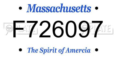 F726097 Massachusetts License Plate