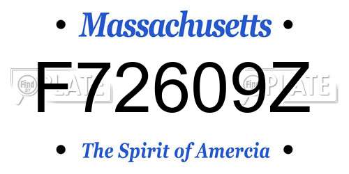 F72609Z Massachusetts License Plate