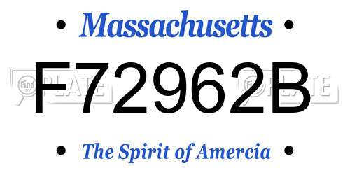 F72962B Massachusetts License Plate