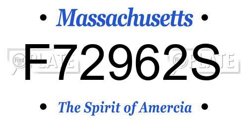 F72962S Massachusetts License Plate