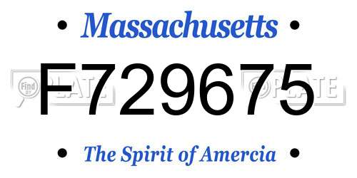 F729675 Massachusetts License Plate