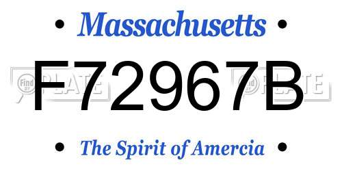 F72967B Massachusetts License Plate