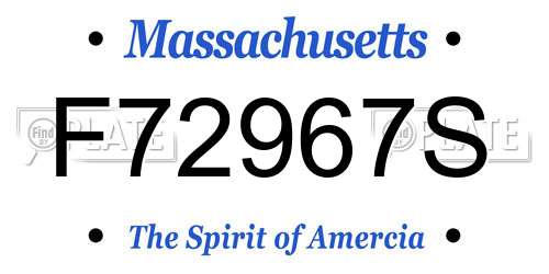 F72967S Massachusetts License Plate