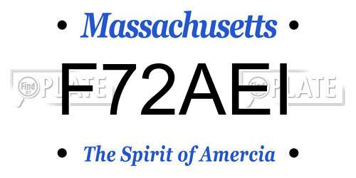 F72AEI Massachusetts License Plate