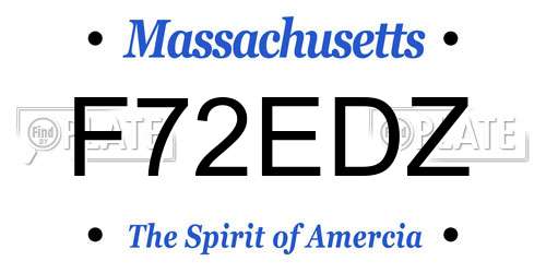 F72EDZ Massachusetts License Plate
