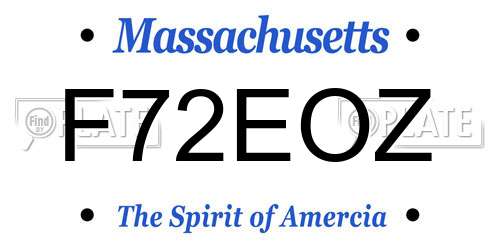 F72EOZ Massachusetts License Plate