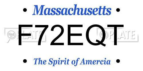 F72EQT Massachusetts License Plate