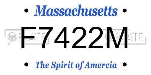 F7422M Massachusetts License Plate