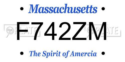 F742ZM Massachusetts License Plate