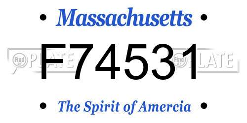 F74531 Massachusetts License Plate