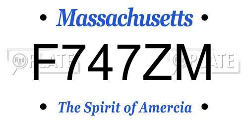 F747ZM Massachusetts License Plate