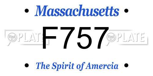 F757 Massachusetts License Plate