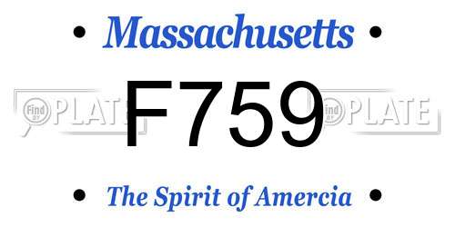 F759 Massachusetts License Plate