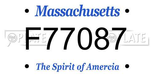 F77087 Massachusetts License Plate