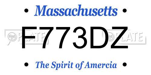 F773DZ Massachusetts License Plate