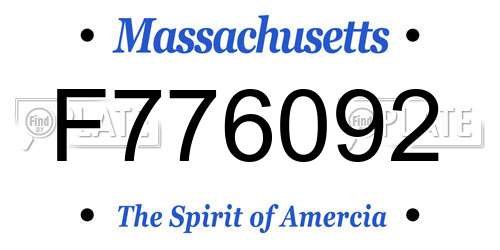 F776092 Massachusetts License Plate