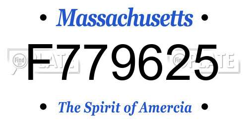 F779625 Massachusetts License Plate